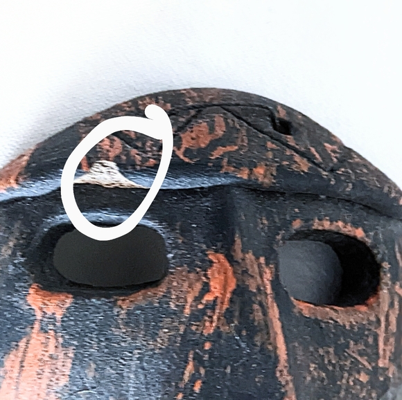 Boho Home Decor. Black + Brown Ethnic Clay Hanging Mask. Small, 4" Diam. - Picture 6 of 9